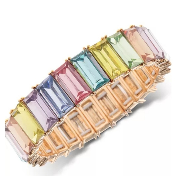 No Label Jewelry - Elegant Rainbow Bling Bracelet • Stretch • Brand New • Colorful Costume